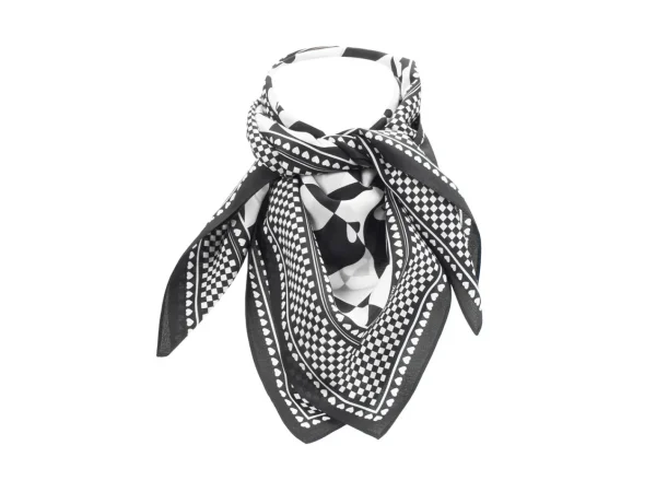 Men's^Fluevog Shoes Warped Hearts Scarf | Large Silk Scarf Black/White