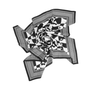 Men's^Fluevog Shoes Warped Hearts Scarf | Large Silk Scarf Black/White