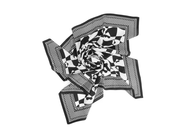 Men's^Fluevog Shoes Warped Hearts Scarf | Large Silk Scarf Black/White