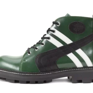 Men's^Fluevog Shoes Whitty | Retro Lace-Up Boot Green/Black