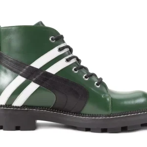 Men's^Fluevog Shoes Whitty | Retro Lace-Up Boot Green/Black