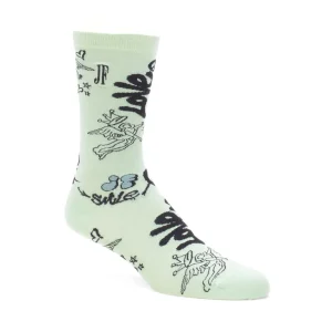 Accessories^Fluevog Shoes Wolfie Vog Socks | Custom Graffiti Print Sock Green
