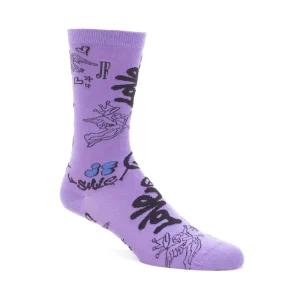 Accessories^Fluevog Shoes Wolfie Vog Socks | Custom Graffiti Print Sock Purple