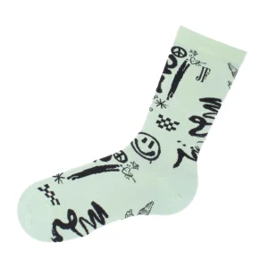 Accessories^Fluevog Shoes Wolfie Vog Socks | Custom Graffiti Print Sock Green
