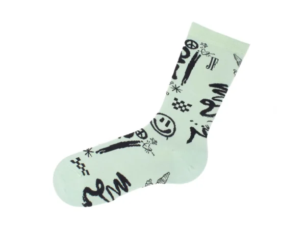 Accessories^Fluevog Shoes Wolfie Vog Socks | Custom Graffiti Print Sock Green