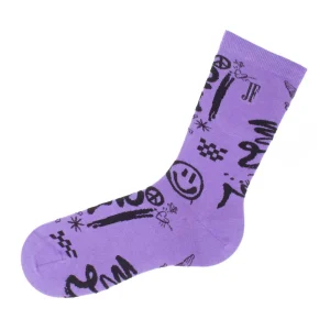 Accessories^Fluevog Shoes Wolfie Vog Socks | Custom Graffiti Print Sock Purple