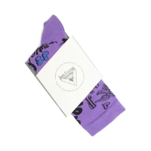 Men's^Fluevog Shoes Wolfie Vog Socks | Custom Graffiti Print Sock Purple