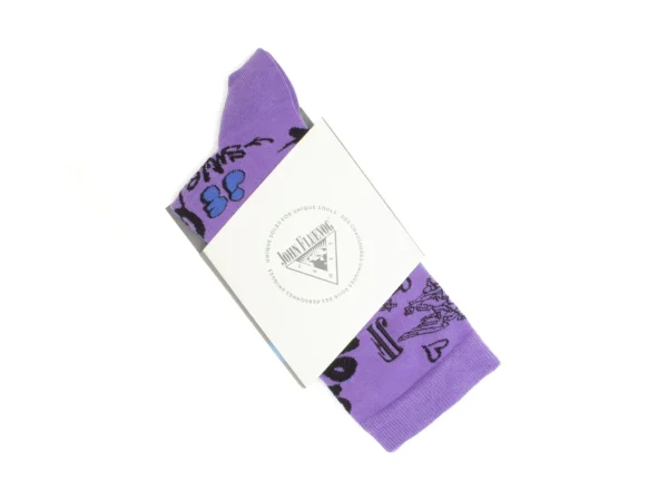 Accessories^Fluevog Shoes Wolfie Vog Socks | Custom Graffiti Print Sock Purple