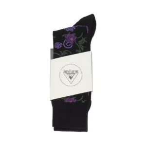 Accessories^Fluevog Shoes Xay Xay Vog Socks | Custom Floral Sock Black/Purple