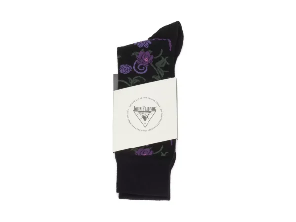 Accessories^Fluevog Shoes Xay Xay Vog Socks | Custom Floral Sock Black/Purple