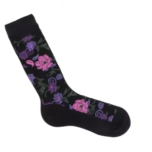 Accessories^Fluevog Shoes Xay Xay Vog Socks | Custom Floral Sock Black/Purple