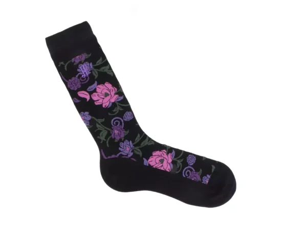 Accessories^Fluevog Shoes Xay Xay Vog Socks | Custom Floral Sock Black/Purple
